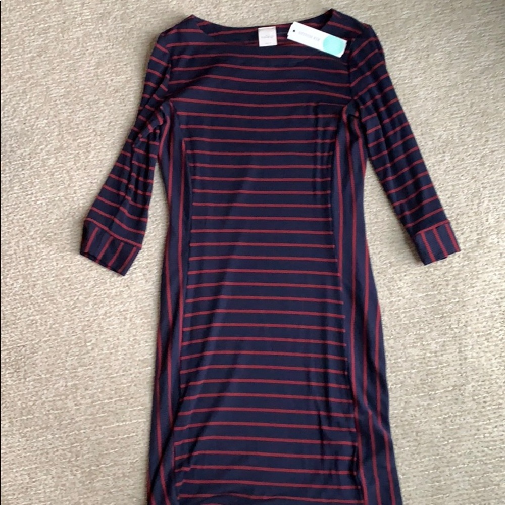 NWT Navy and red casual ribbed dress